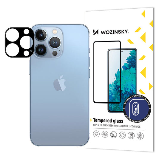 Zaštitna folija za stražnju kameru WZK za Apple iPhone 15 Pro, Kaljeno staklo, Crna