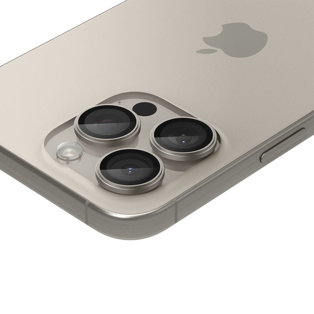 Folija za zaštitu zadnje kamere Spigen EZ FIT za Apple iPhone 15 Pro Max / 15 Pro, Kaljeno staklo, Set od 2 komada, Siva AGL07163