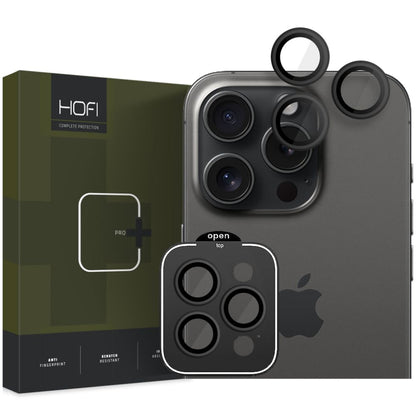 Zaštitna folija za zadnju kameru HOFI CamRing PRO+ za Apple iPhone 15 Pro Max / 15 Pro, Kaljeno staklo, Crna