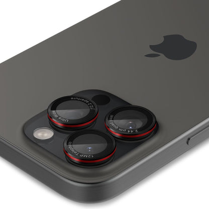 Folija za zaštitu zadnje kamere Spigen EZ FIT za Apple iPhone 16 Pro Max / 16 Pro / 15 Pro Max, Kaljeno staklo, Set od 2 komada, Crna AGL05217
