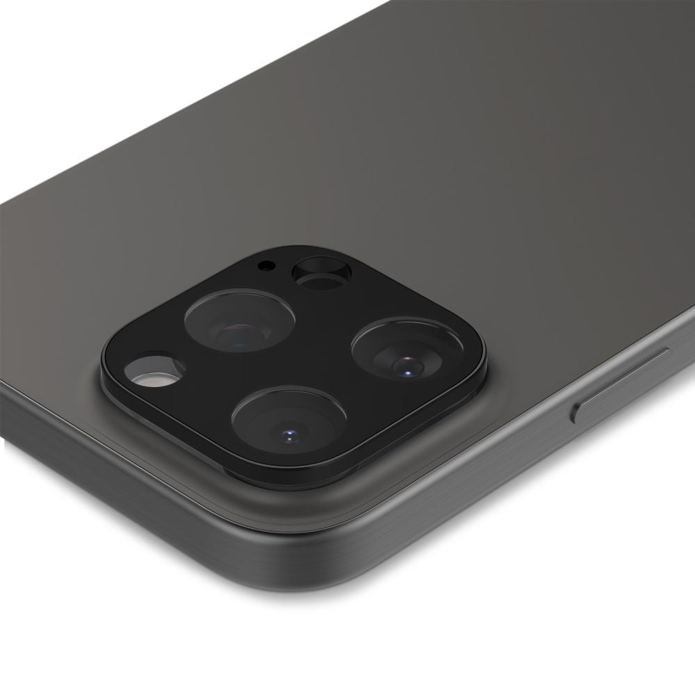 Folija za zaštitu zadnje kamere Spigen Optik za Apple iPhone 15 Pro Max / 15 Pro, Kaljeno staklo, Pun lepak, Set od 2 komada, Crna AGL05273