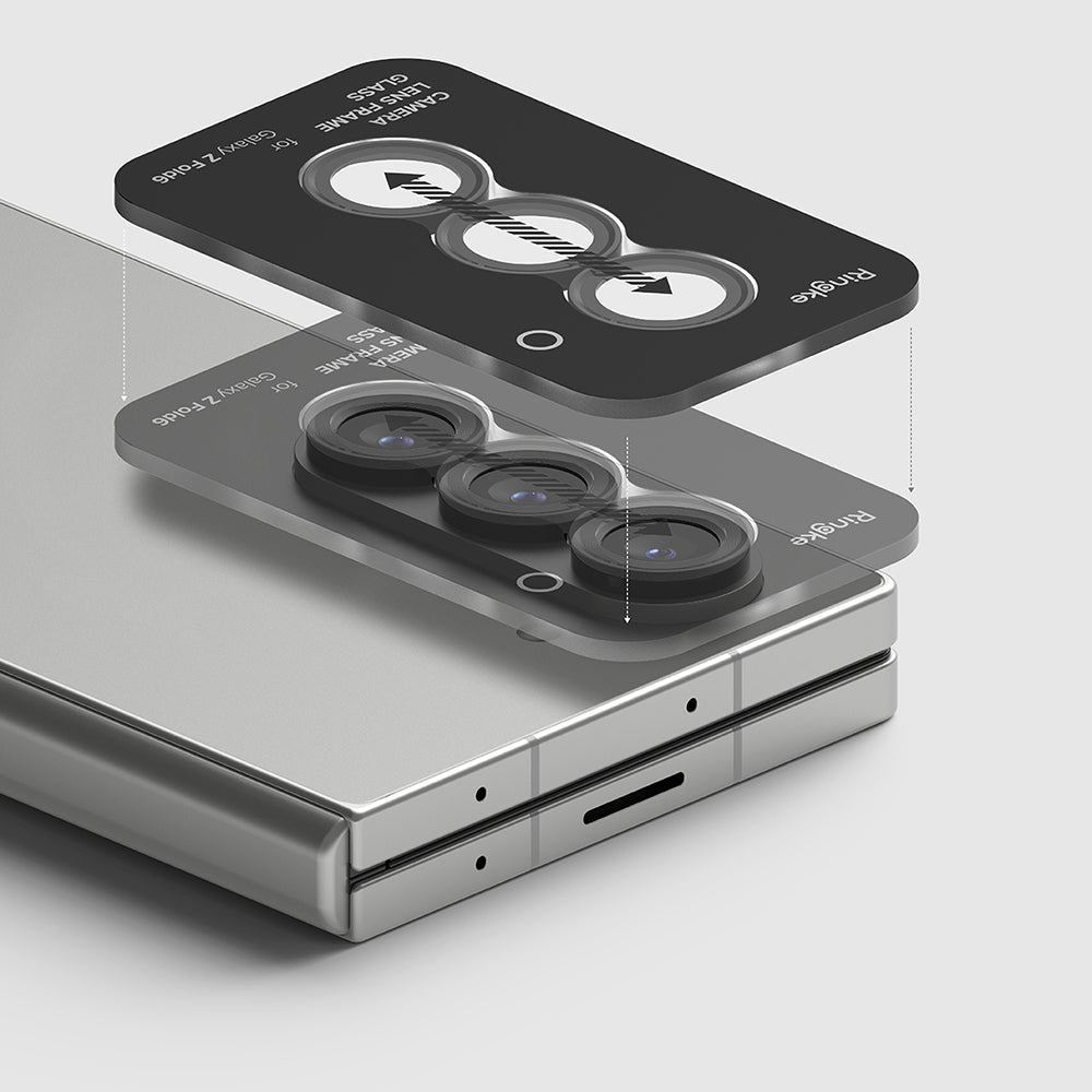 Folija za zaštitu zadnje kamere Ringke za Samsung Galaxy Z Fold6 F956, Kaljeno staklo, Set 2 komada, Crna