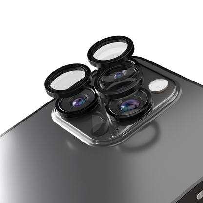 Zaštitna folija za zadnju kameru Etteri za Apple iPhone 16 Pro Max / 16 Pro, Kaljeno staklo, Crna