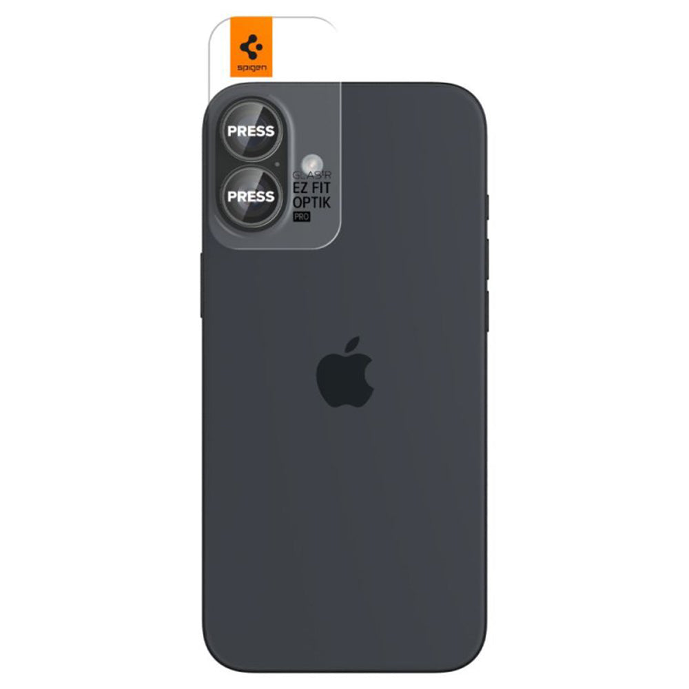 Folija za zaštitu zadnje kamere Spigen EZ FIT za Apple iPhone 16 Plus / 16, Kaljeno staklo, Set od 2 komada, Providna AGL07921