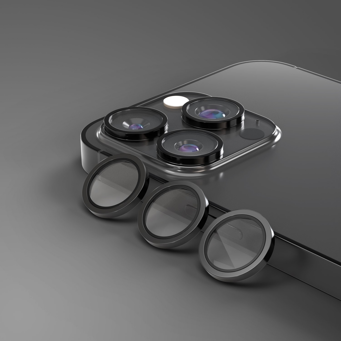 Zaštitna folija za zadnju kameru Etteri za Apple iPhone 16 Pro Max / 16 Pro, Kaljeno staklo, Crna