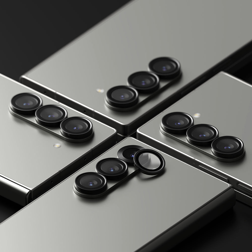 Folija za zaštitu zadnje kamere Ringke za Samsung Galaxy Z Fold6 F956, Kaljeno staklo, Set 2 komada, Crna