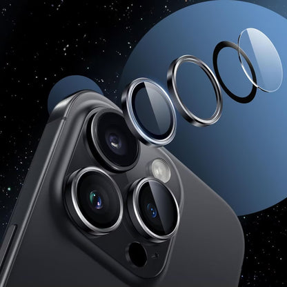 Folija za zaštitu zadnje kamere Tech-Protect CamRing Fit+ za Apple iPhone 17, Kaljeno staklo, Crna