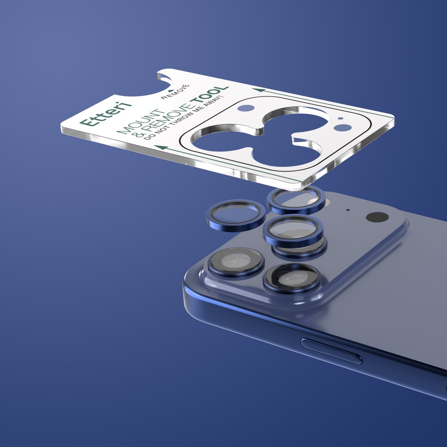 Zaštitna folija za zadnju kameru Etteri za Apple iPhone 17 Pro Max / 17 Pro, Kaljeno staklo, Plava