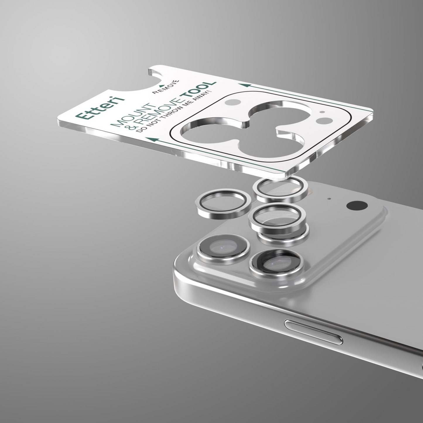 Zaštitna folija za zadnju kameru Etteri za Apple iPhone 17 Pro Max / 17 Pro, Kaljeno staklo, Siva