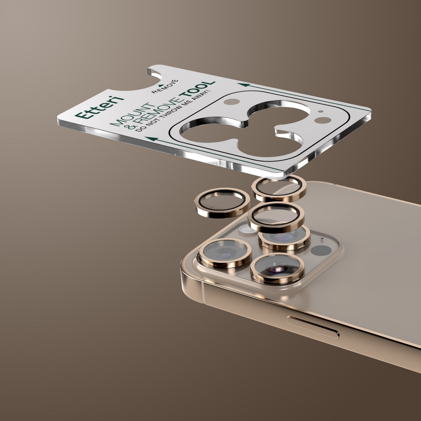 Zaštitna folija za zadnju kameru Etteri za Apple iPhone 16 Pro Max / 16 Pro, Kaljeno staklo, Bronzano