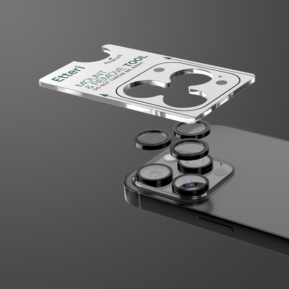 Zaštitna folija za zadnju kameru Etteri za Apple iPhone 16 Pro Max / 16 Pro, Kaljeno staklo, Crna