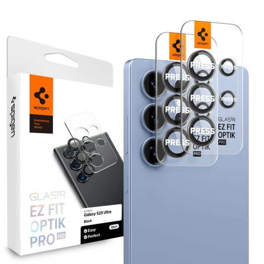 Zaštitna folija za zadnju kameru Spigen GlastR EZ FIT Optik Pro HD za Samsung Galaxy S25 Ultra S938, Kaljeno staklo, Set od 2 komada, Crna