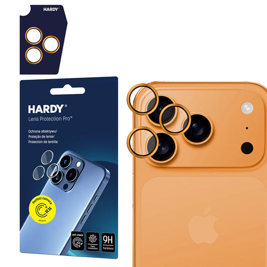 Folija za zaštitu zadnje kamere 3MK Hardy Protection Pro za Apple iPhone 17 Pro Max / 17 Pro, Kaljeno staklo, Narandžasta