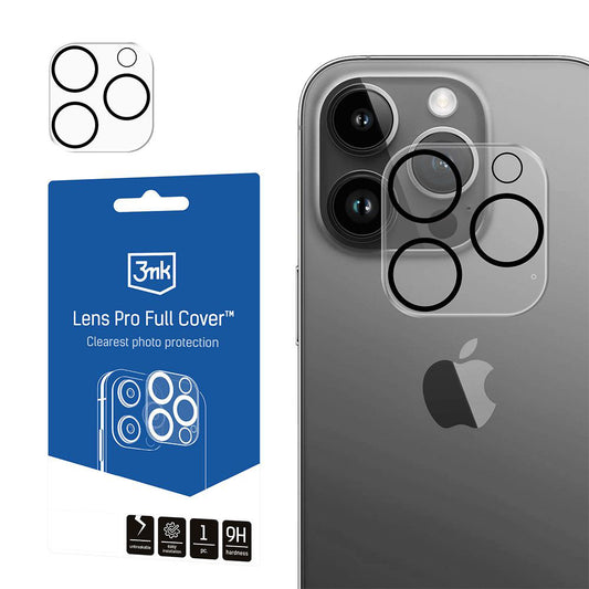 Zaštitna folija za zadnju kameru 3MK Pro Full Cover za Apple iPhone 14 Pro, Kaljeno staklo, Providna