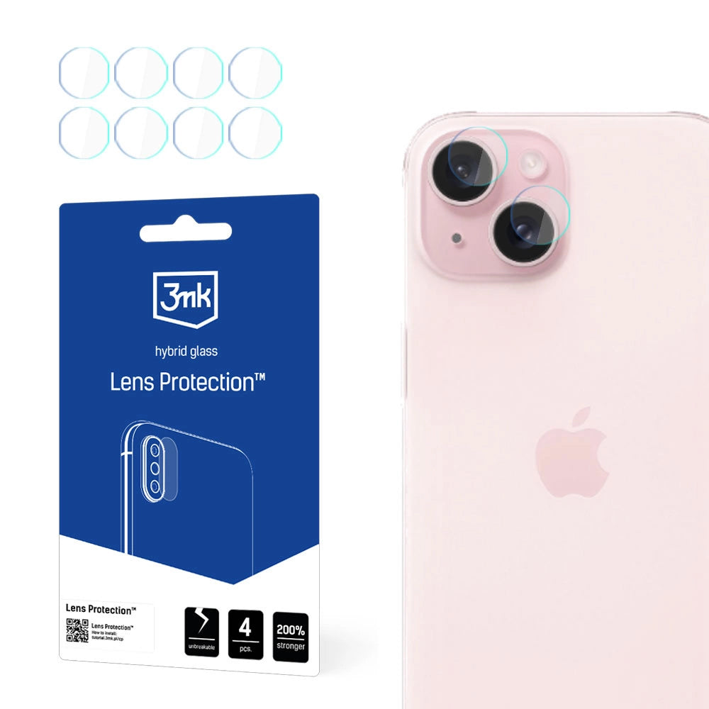 Zaštitna folija za zadnju kameru 3MK Protection za Apple iPhone 15, Fleksibilno staklo, Set od 4 komada, Providna