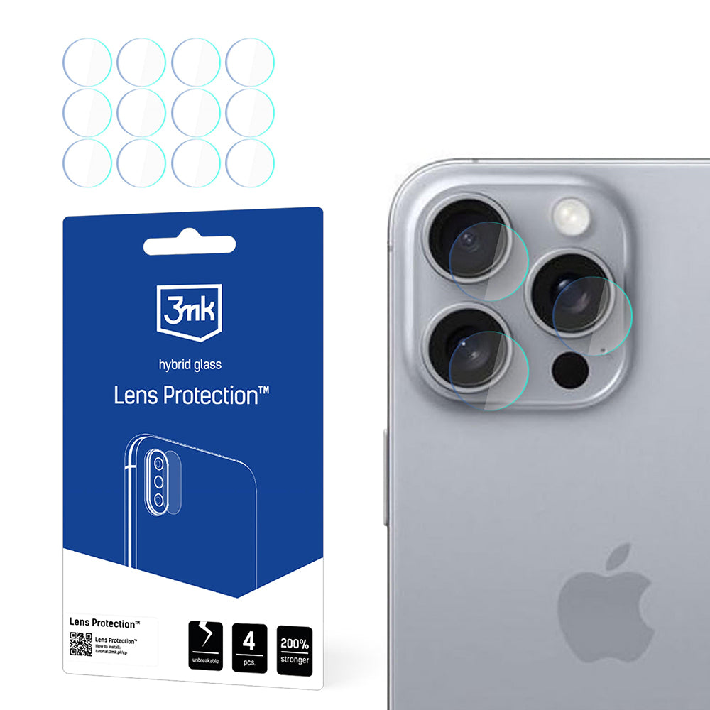 Zaštitna folija za zadnju kameru 3MK Protection za Apple iPhone 16 Pro, Fleksibilno staklo, Set od 4 komada, Providna