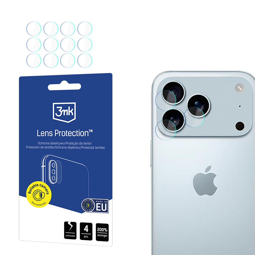Folija za zaštitu zadnje kamere 3MK Protection za Apple iPhone 17 Pro Max, Kaljeno staklo, Set od 4 komada, Providna
