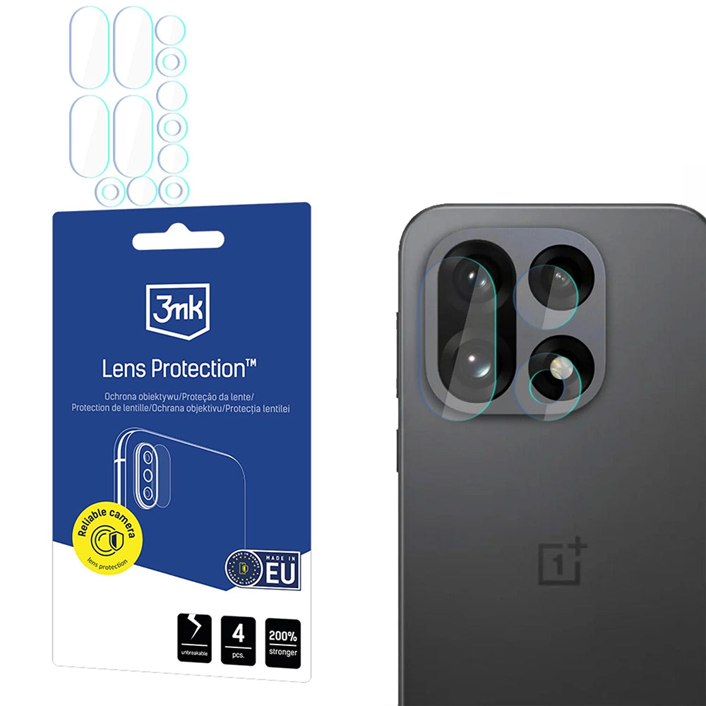 Folija za zaštitu zadnje kamere 3MK Protection za OnePlus 15, Kaljeno staklo, Set od 4 komada, Providna