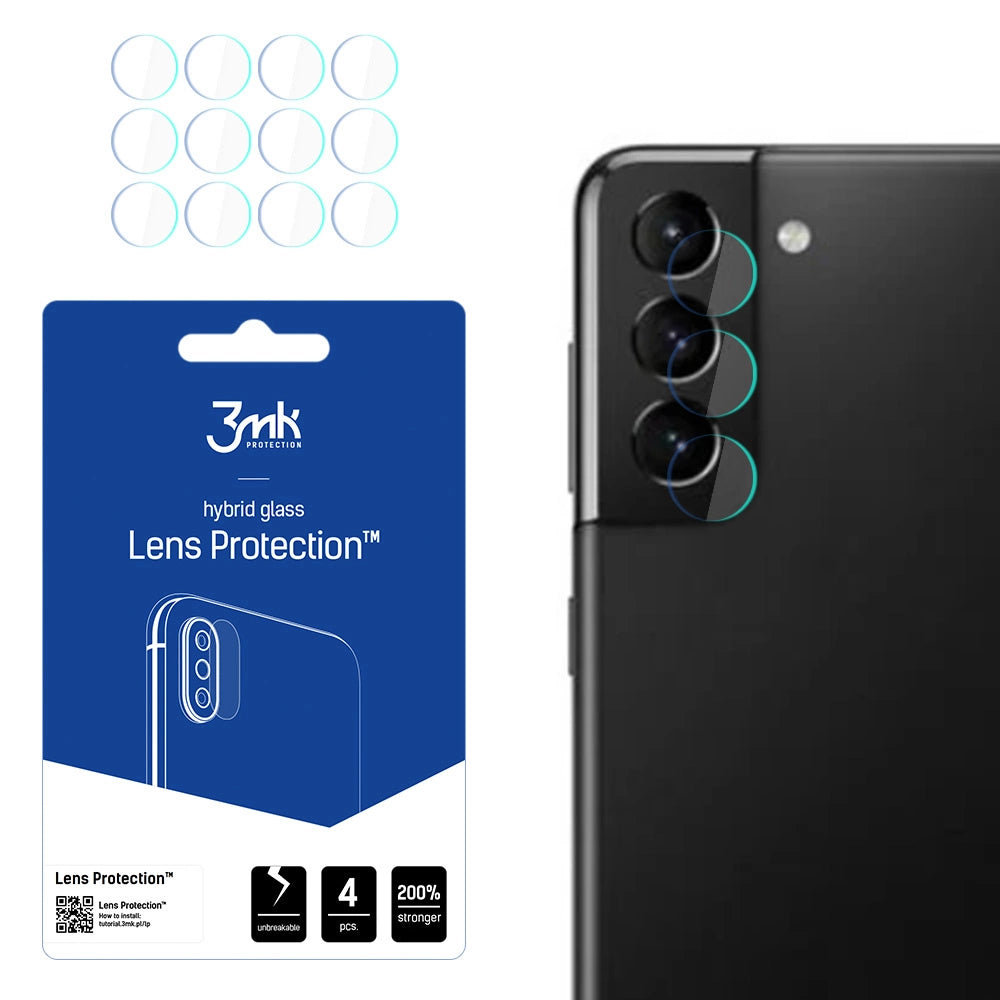 Zaštitna folija za zadnju kameru 3MK Protection za Samsung Galaxy S21 5G G991, Fleksibilno staklo, Set od 4 komada, Providna