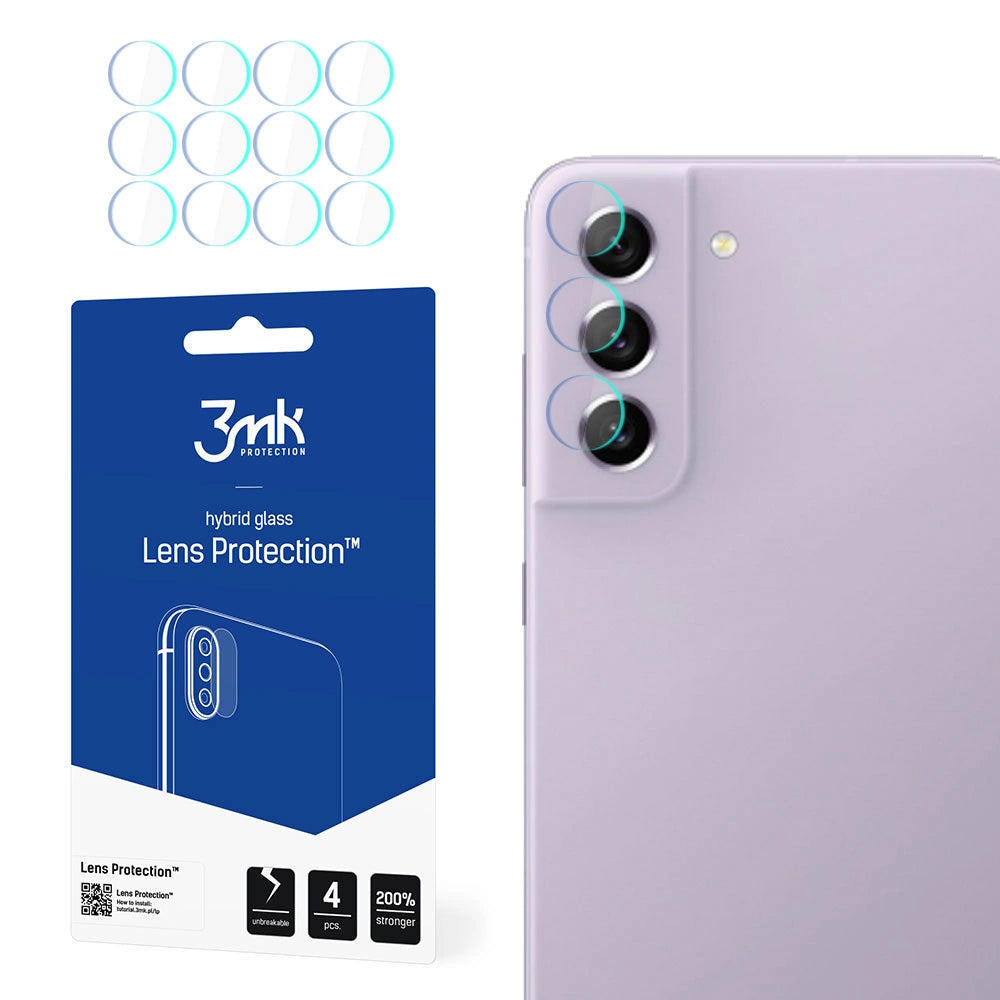 Zaštitna folija za zadnju kameru 3MK Protection za Samsung Galaxy S21 FE 5G G990, Fleksibilno staklo, Set od 4 komada, Providna