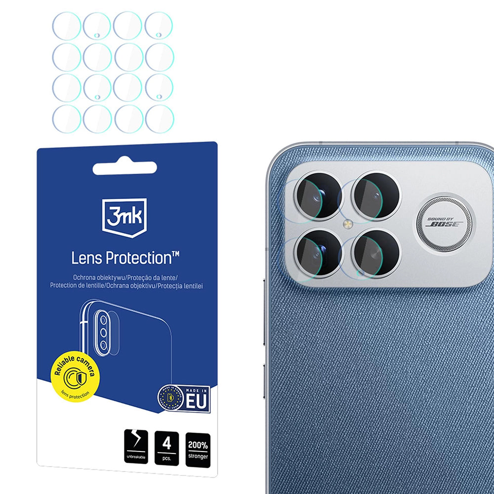 Folija za zaštitu zadnje kamere 3MK Protection za Xiaomi Poco F8 Ultra, Kaljeno staklo, Set od 4 komada, Providna