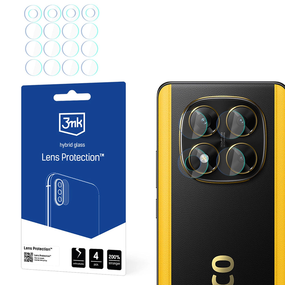 Zaštitna folija za zadnju kameru 3MK Protection za Xiaomi Poco X7, Fleksibilno staklo, Set od 4 komada, Providna