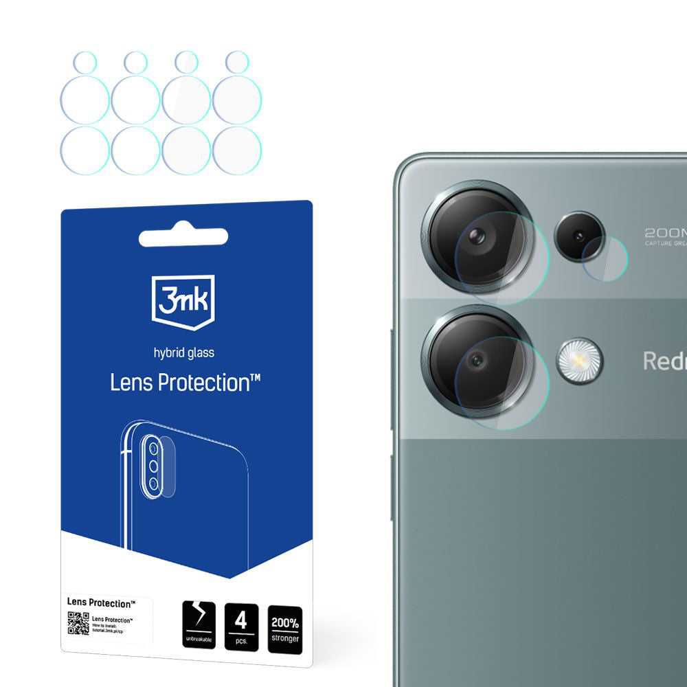 Zaštitna folija za zadnju kameru 3MK Protection za Xiaomi Redmi Note 13 Pro 4G, Fleksibilno staklo, Set od 4 komada, Providna