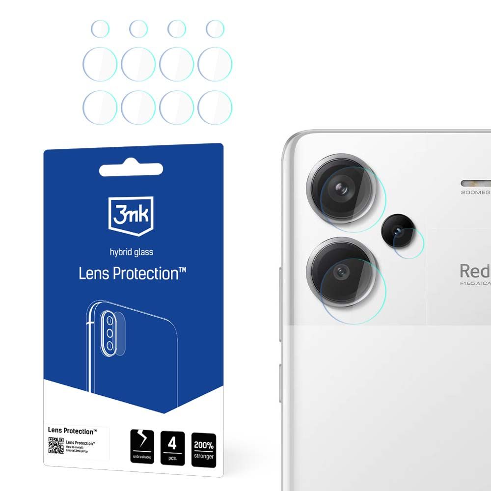 Zaštitna folija za zadnju kameru 3MK Protection za Xiaomi Redmi Note 13 Pro+, Fleksibilno staklo, Set od 4 komada, Providna