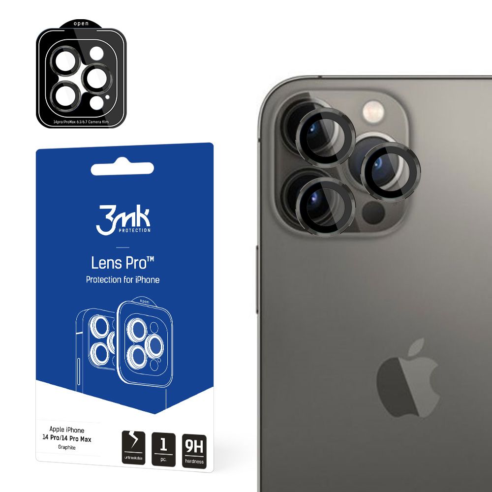 Zaštitna folija za zadnju kameru 3MK Protection Pro za Apple iPhone 14 Pro Max / 14 Pro, Kaljeno staklo, Siva