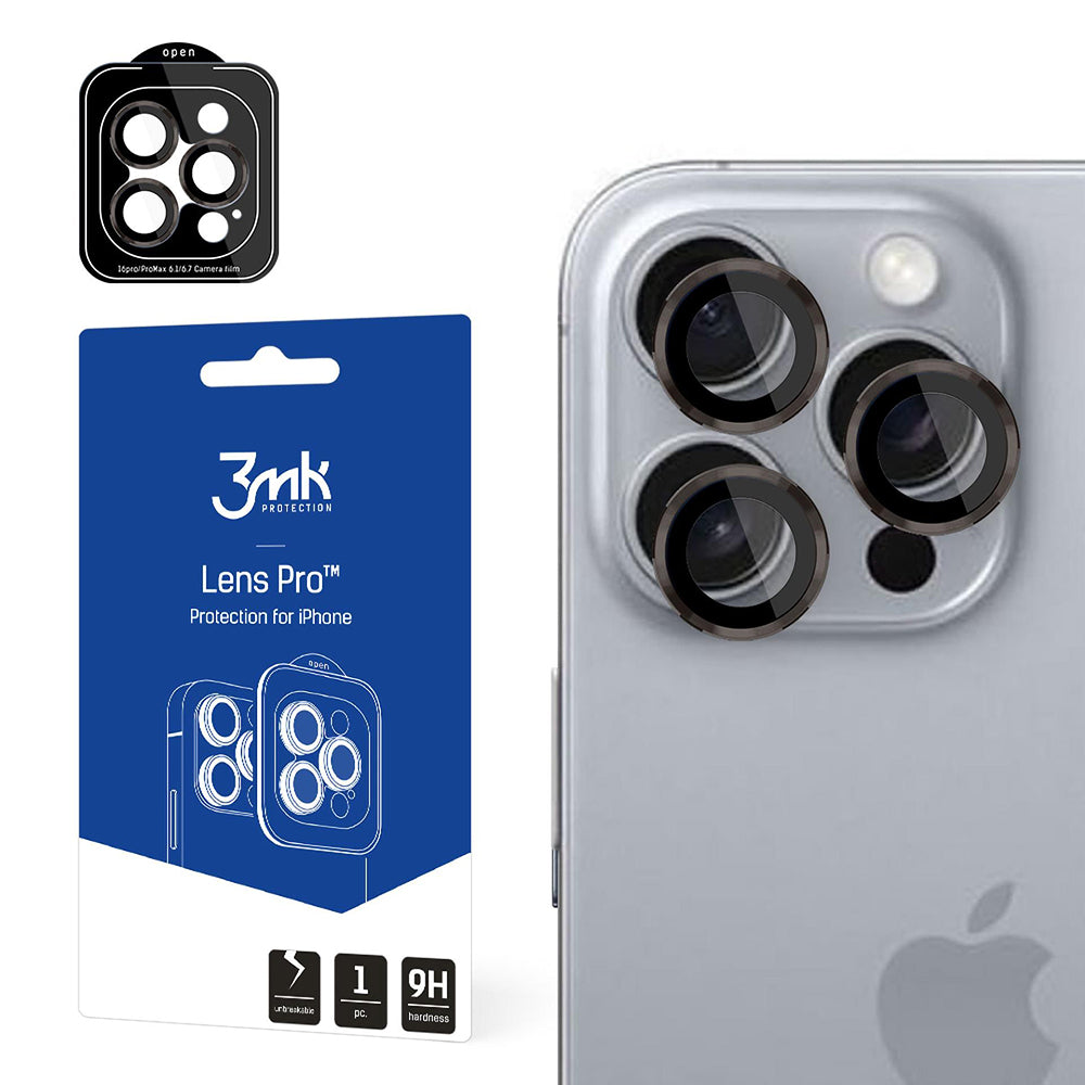 Zaštitna folija za zadnju kameru 3MK Protection Pro za Apple iPhone 16 Pro Max / 16 Pro, Kaljeno staklo, Siva