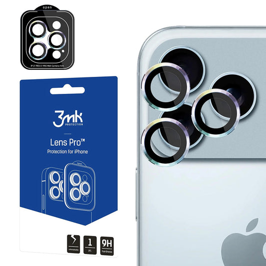 Folija za zaštitu zadnje kamere 3MK Protection Pro za Apple iPhone 17 Pro Max / 17 Pro, Kaljeno staklo, Višebojna
