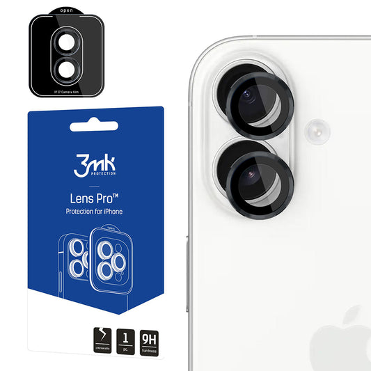 Folija za zaštitu zadnje kamere 3MK Protection Pro za Apple iPhone 17, Kaljeno staklo, Crna