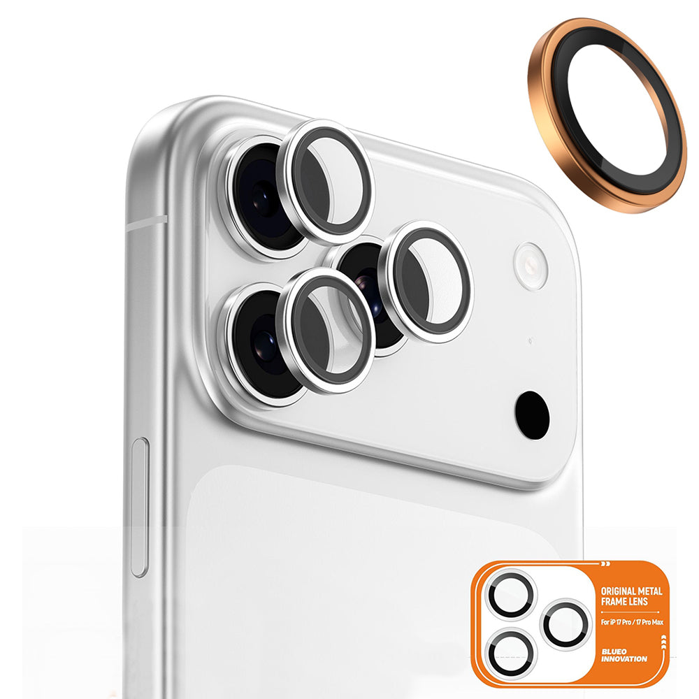 Folija za zaštitu zadnje kamere Blueo Metal Frame za Apple iPhone 17 Pro Max / 17 Pro, Kaljeno staklo, Narandžasta