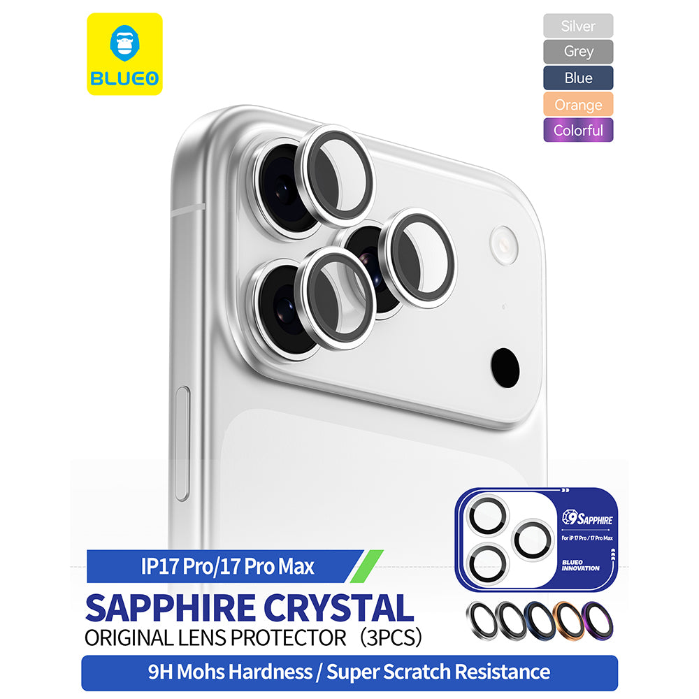 Folija za zaštitu zadnje kamere Blueo Sapphire Crystal za Apple iPhone 17 Pro Max / 17 Pro, Kaljeno staklo, Plava