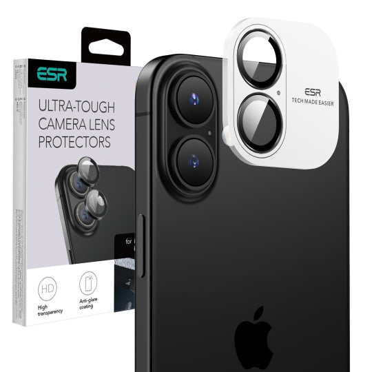 Folija za zaštitu zadnje kamere ESR Armorite za Apple iPhone 17 / 16 Plus / 16, Kaljeno staklo, Crna