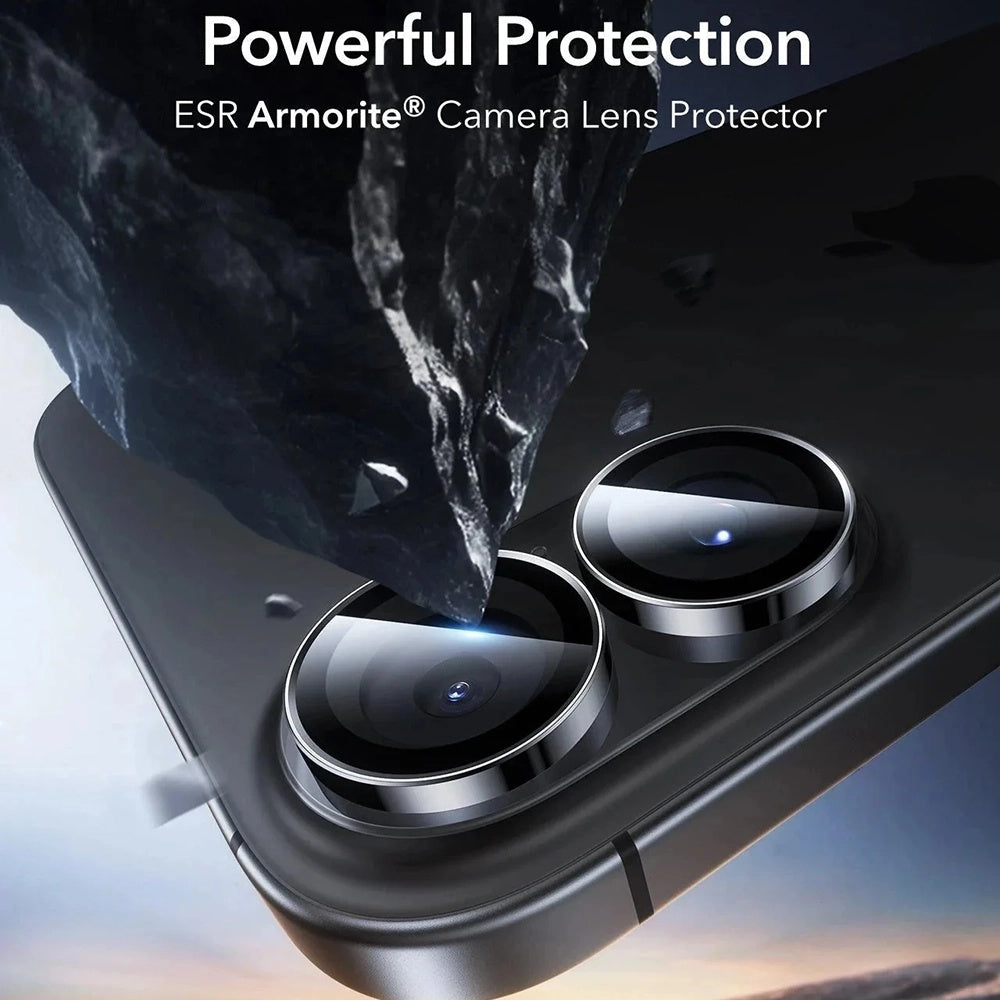 Folija za zaštitu zadnje kamere ESR Armorite za Apple iPhone 17 / 16 Plus / 16, Kaljeno staklo, Set 2 komada, Crna
