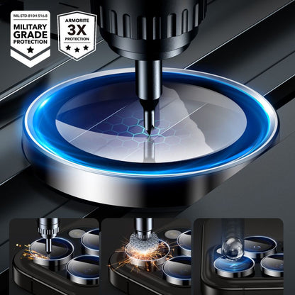 Folija za zaštitu zadnje kamere ESR Armorite za Apple iPhone 17 Pro Max / 17 Pro / 16 Pro Max / 16 Pro, Kaljeno staklo, Crna
