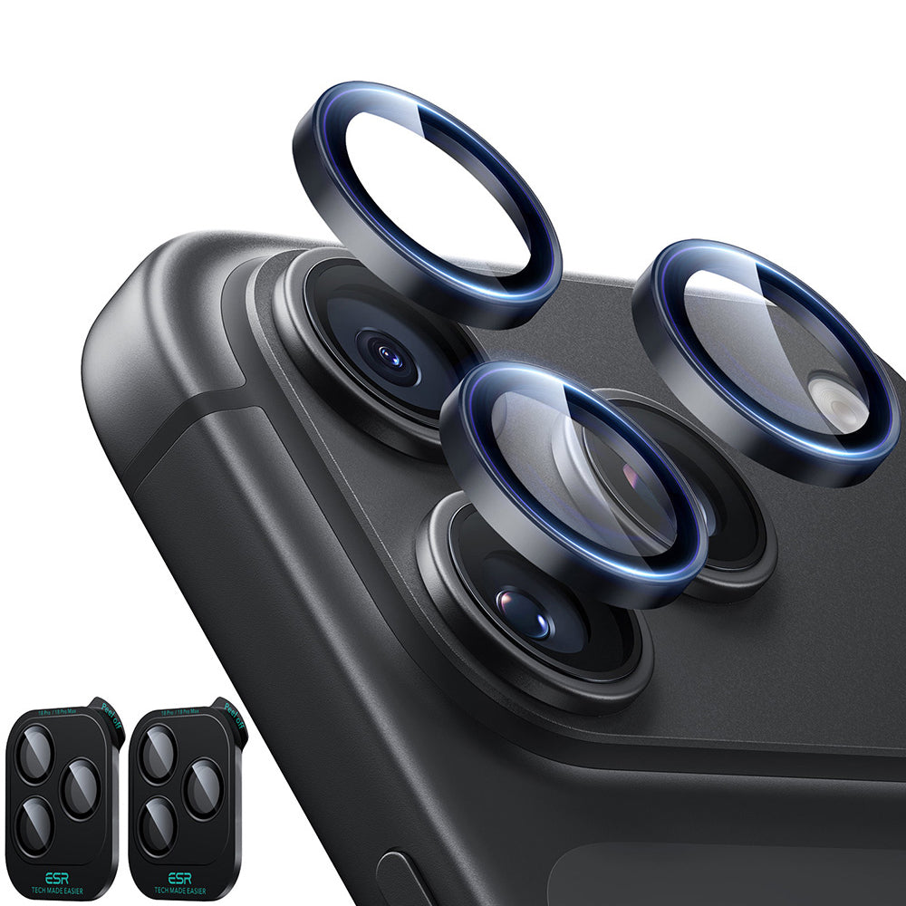 Zaštitna folija za zadnju kameru ESR Armorite za Apple iPhone 18 Pro / 18 Pro max, Kaljeno staklo, Set od 2 komada, Crna