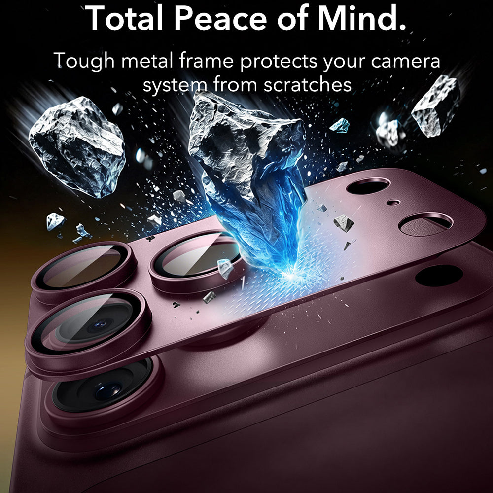 Zaštitna folija za zadnju kameru ESR Armorite Pro za Apple iPhone 18 Pro Max, Kaljeno staklo, Tamno bordo