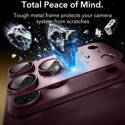 Zaštitna folija za zadnju kameru ESR Armorite Pro za Apple iPhone 18 Pro Max, Kaljeno staklo, Tamno bordo