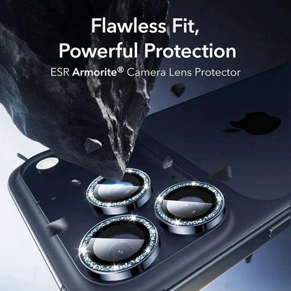 Folija za zaštitu zadnje kamere ESR Glitter Diamond Armorite za Apple iPhone 17 Pro Max / 17 Pro, Kaljeno staklo, Full Glue, Plava