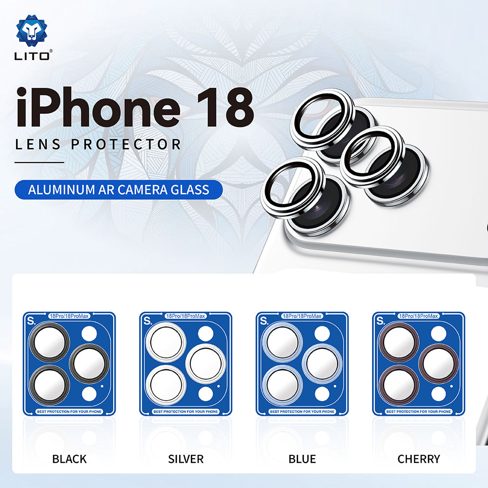 Zaštitna folija za zadnju kameru Lito S+ za Apple iPhone 18 Pro / 18 Pro Max, Kaljeno staklo, Bordo