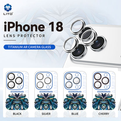 Zaštitna folija za zadnju kameru Lito Titanium AR za Apple iPhone 18 Pro / 18 Pro Max, Kaljeno staklo, Crna