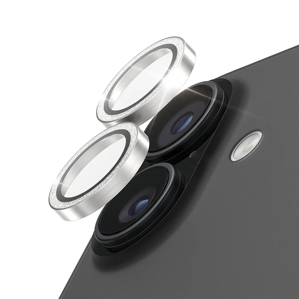 Zaštitna folija za zadnju kameru PanzerGlass Hoops Glitter za Apple iPhone 17 / 16 Plus / 16, Kaljeno staklo, Srebrna