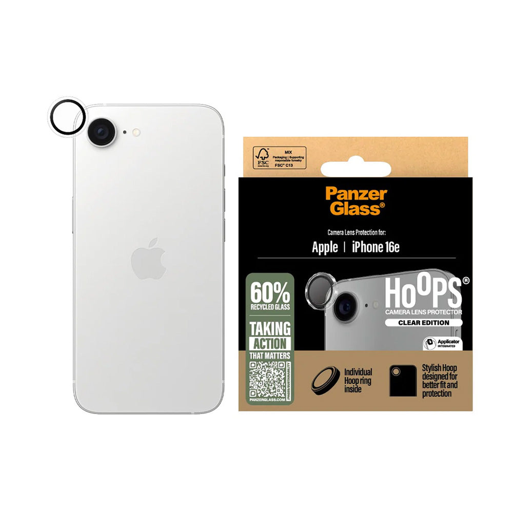 Folija za zaštitu zadnje kamere PanzerGlass Hoops za Apple iPhone 16e, Ojačano staklo, Providno