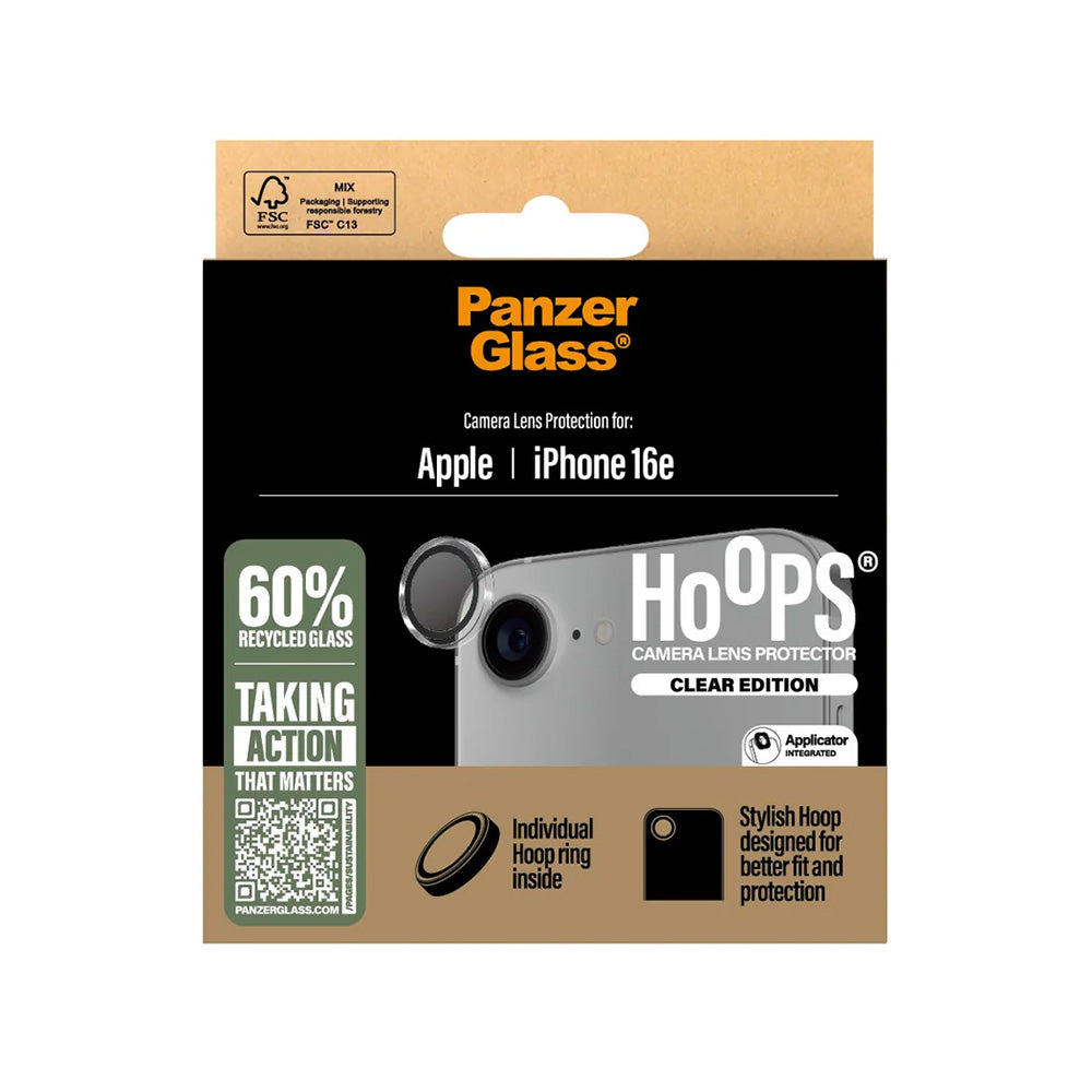 Folija za zaštitu zadnje kamere PanzerGlass Hoops za Apple iPhone 16e, Ojačano staklo, Providno