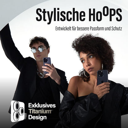 Zaštitna folija za zadnju kameru PanzerGlass Hoops za Apple iPhone 17 Pro Max / 17 Pro / 16 Pro Max / 16 Pro, Kaljeno staklo, Crna