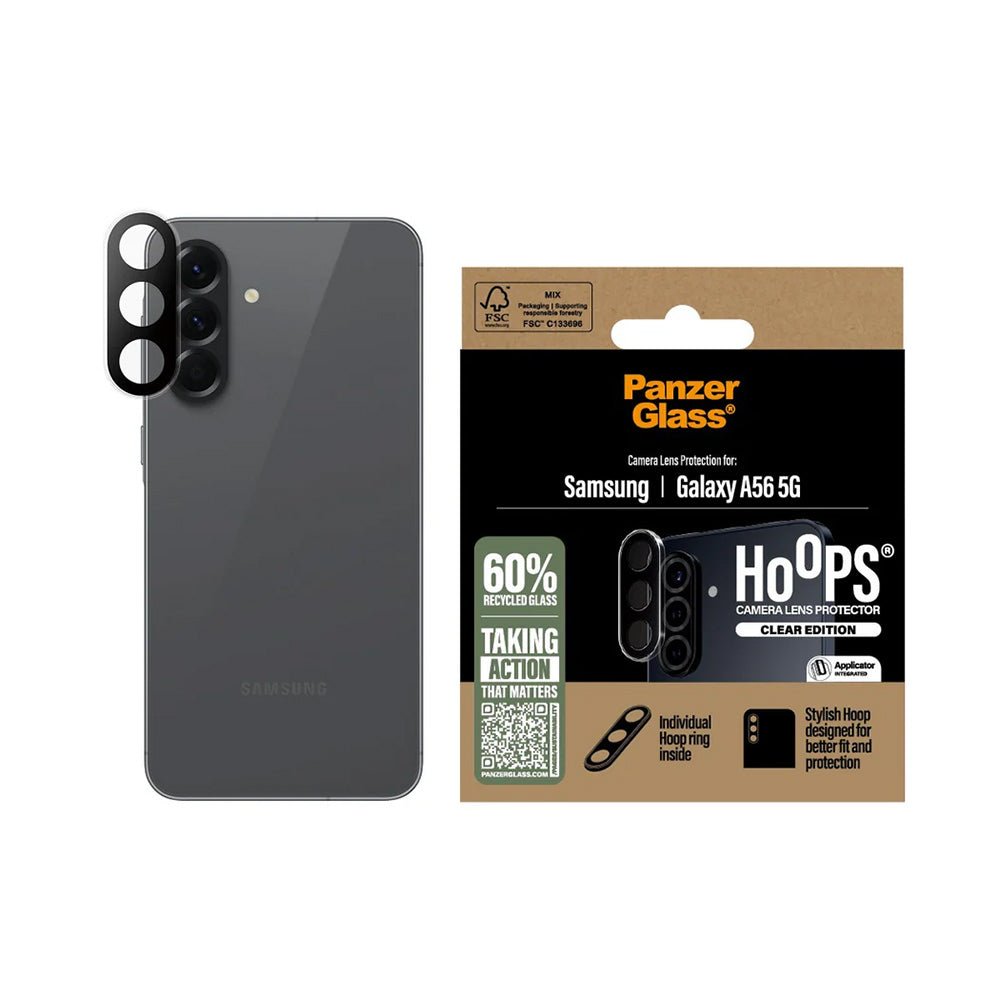 Folija za zaštitu zadnje kamere PanzerGlass Hoops za Samsung Galaxy A56 A566, Kaljeno staklo, Providna