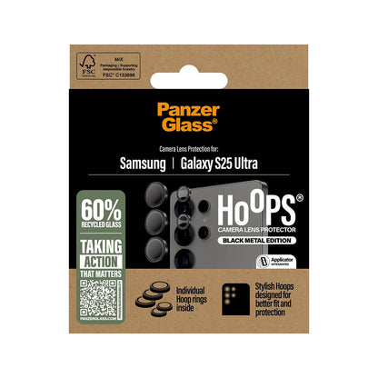 Folija za zaštitu zadnje kamere PanzerGlass Hoops za Samsung Galaxy S25 Ultra S938, Kaljeno staklo, Crna