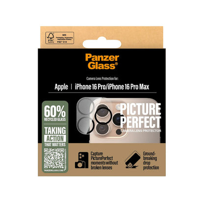 Folija za zaštitu zadnje kamere PanzerGlass PicturePerfect za Apple iPhone 16 Pro Max / 16 Pro, Kaljeno staklo, Providno